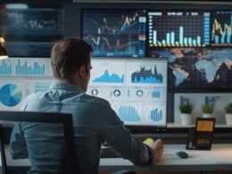 Financial Expert Reviews Market Projections and Investment Strategies on Computer